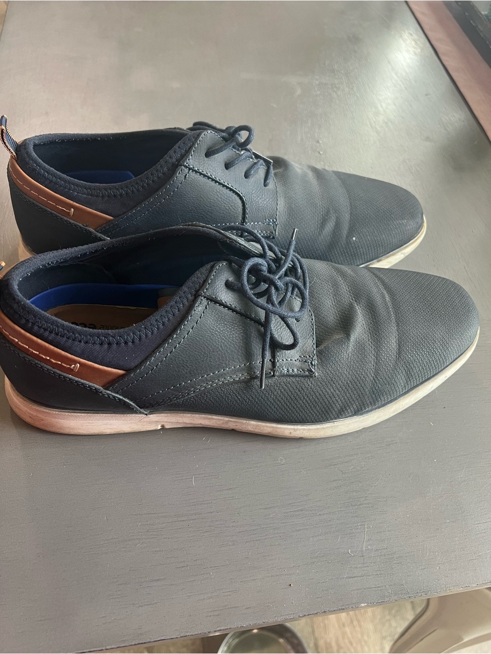 Sonoma Navy Slip-On Style Lace-Up Shoes with Brown Heel Tab